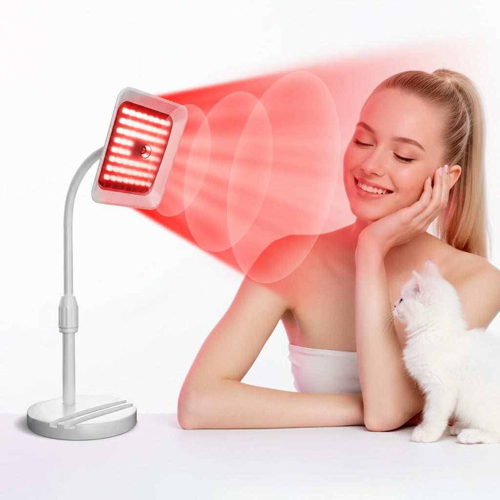 Morfone Red Light Lamp for Body and Face, Tri-Wavelength Red Light Panel with 660nm 850nm 940nm, Near Infrared Light Device with 270° Adjustable Stand for Home Office Travel Use
