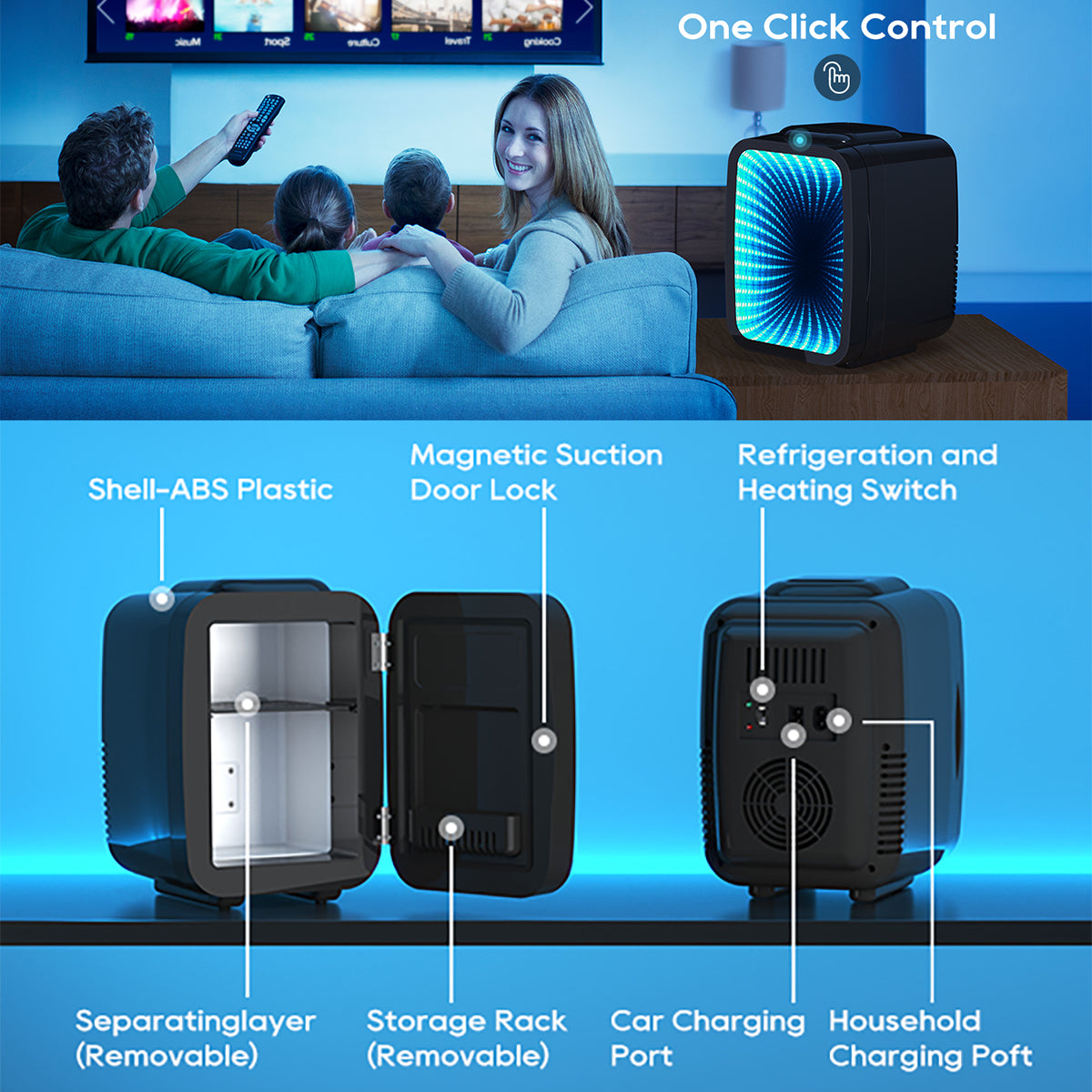 Morfone 4L  Control Cool Warm Car Home and Camping Mini Fridge for  Summer