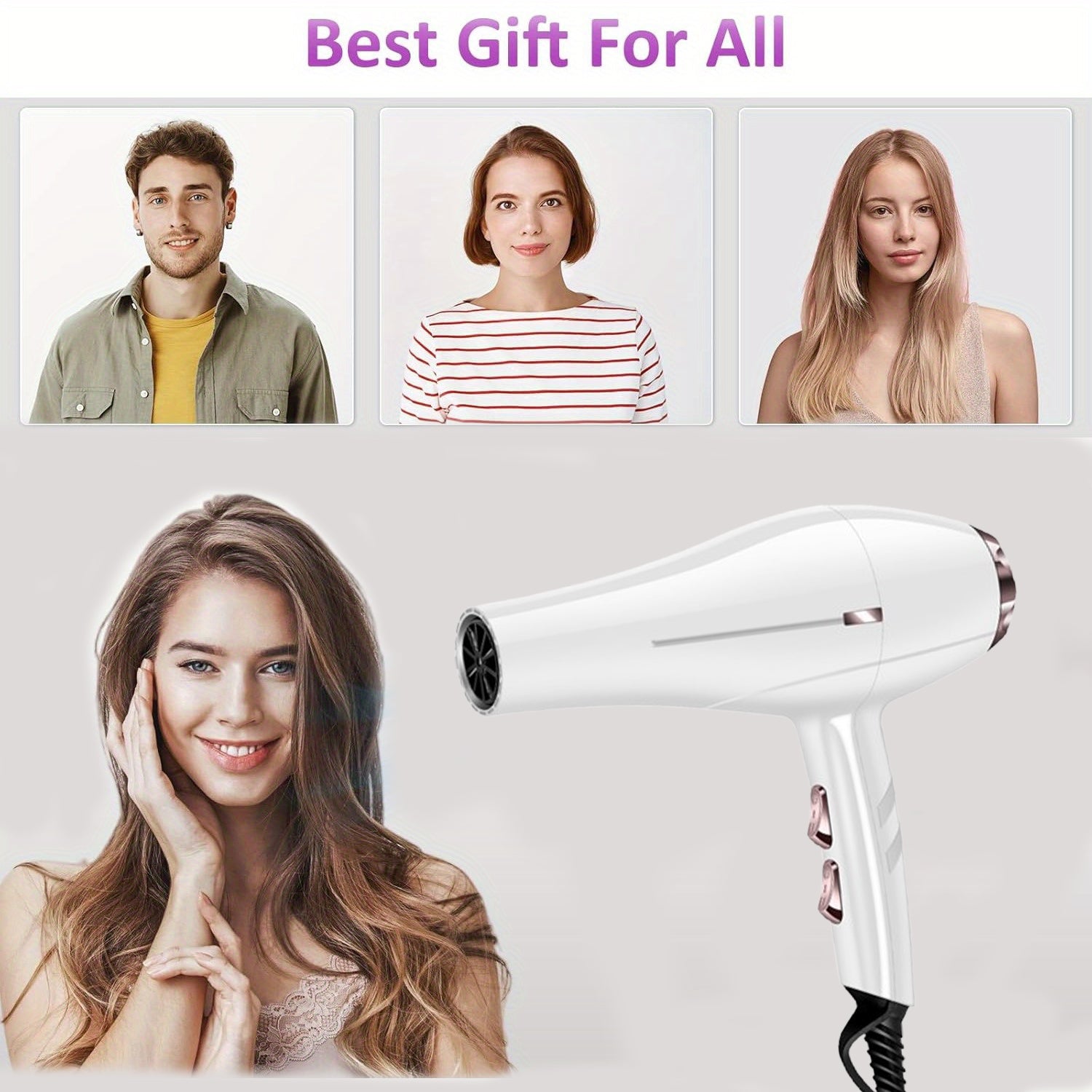 Morfone Multi-Function Hair Dryer Set with Comb and Diffuser Attachments Perfect for Home Travel and Business Trips