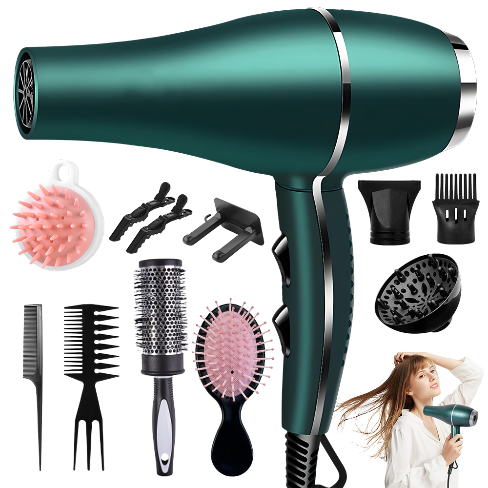 Morfone 12pcs-in-1 Hair Drying Set - Hair Dryer. Quickly dries hair - Compact and portable, suitable for the whole family - Gift set