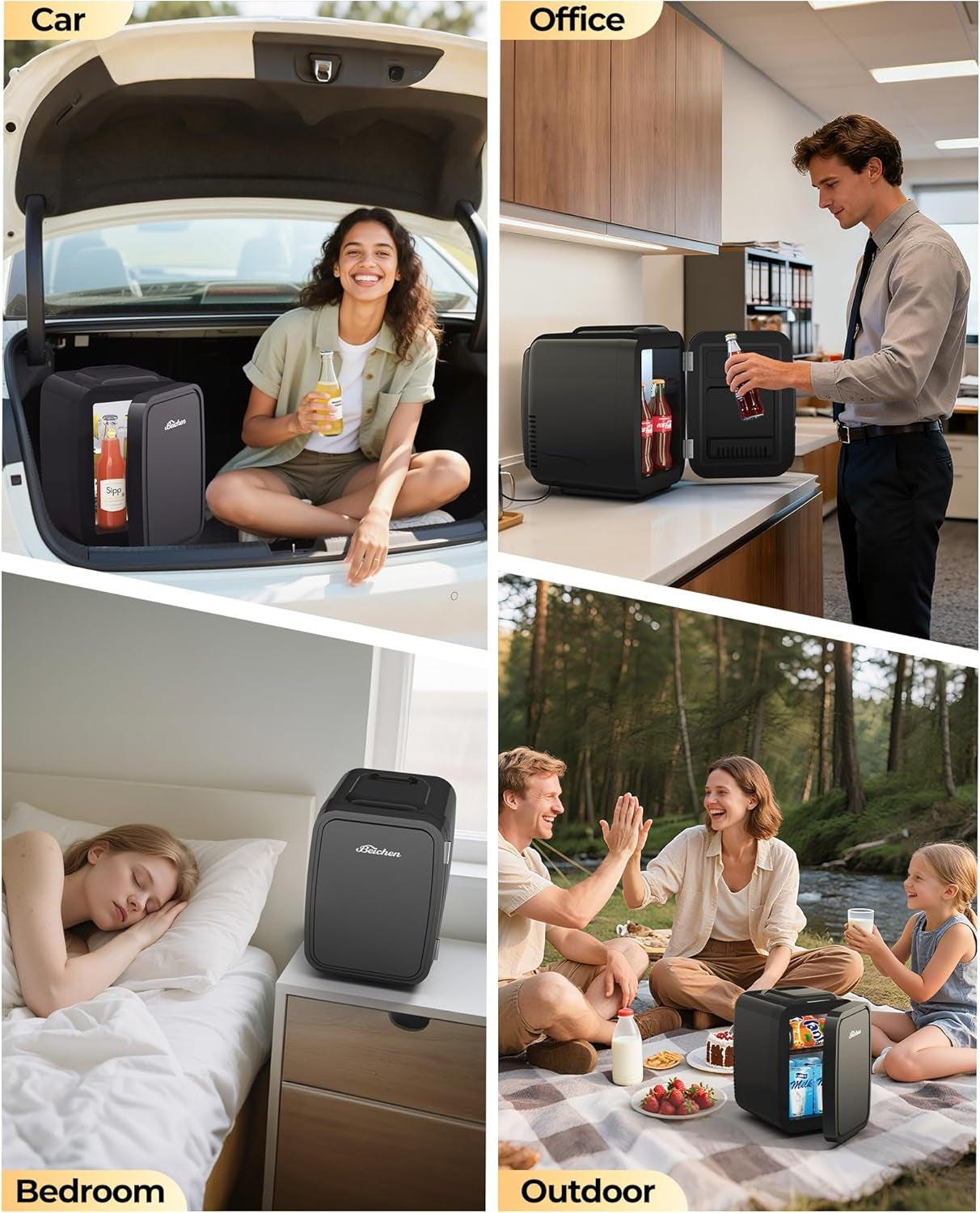 BEICHEN 4L / 6Can Mini Fridge Low Noise AC / USB Portable Refrigerator