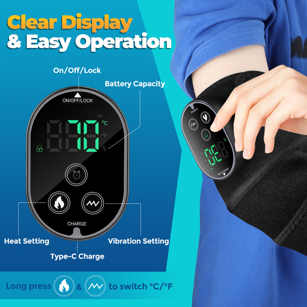 Morfone Cordless Knee Massager Heated Knee Brace with 6 Heat Levels & 3 Vibration  3 Timer