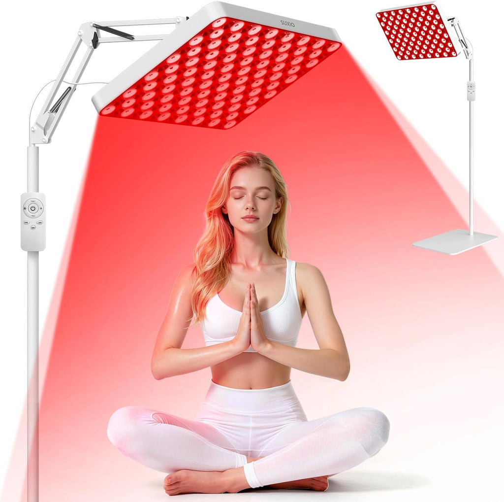 Morfone Red Light Lamp,660nm 850nm 940nm Infrared Light device with Large Panel and Adjustable Stand, Gift for Women Mom Men, White