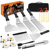 Aisutha 34PCS Griddle Accessories Kit, Flat Top Grill Accessories Set for Blackstone and Camp Chef, Grill Spatula Set with Enlarged Spatulas, Basting Cover, Scraper for Outdoor Barbecue