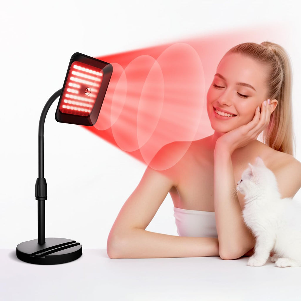 Morfone Red Light Lamp, Tri-Wavelength Red Light Panel with 660nm 850nm 940nm, Near Infrared Light Device with 270° Adjustable Stand for Home Office Travel Use