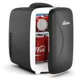 Aisutha Mini Fridge, Small Fridge Rapid Cooling 4 Liter/6 Cans Skincare Fridge, Cooler and Warmer Refrigerators for Bedroom, Cosmetics, Office and Car (Black)