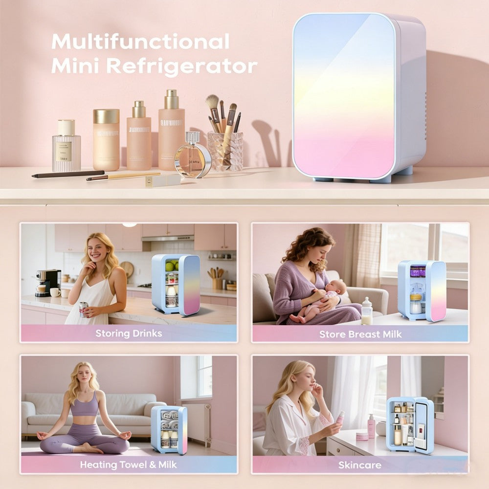 Morfone 6L Blue Mini Car Fridge with Cooling and Heating Function Dual Use for Home and Summer Camping