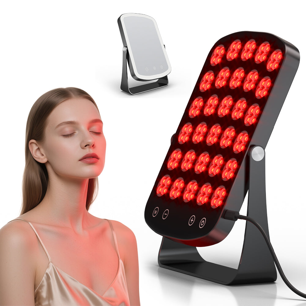Morfone 460/590/660/850nm 4 Wavelength Infrared Light Therapy Device with makeup mirror.Red light therapy device for both facial and body care