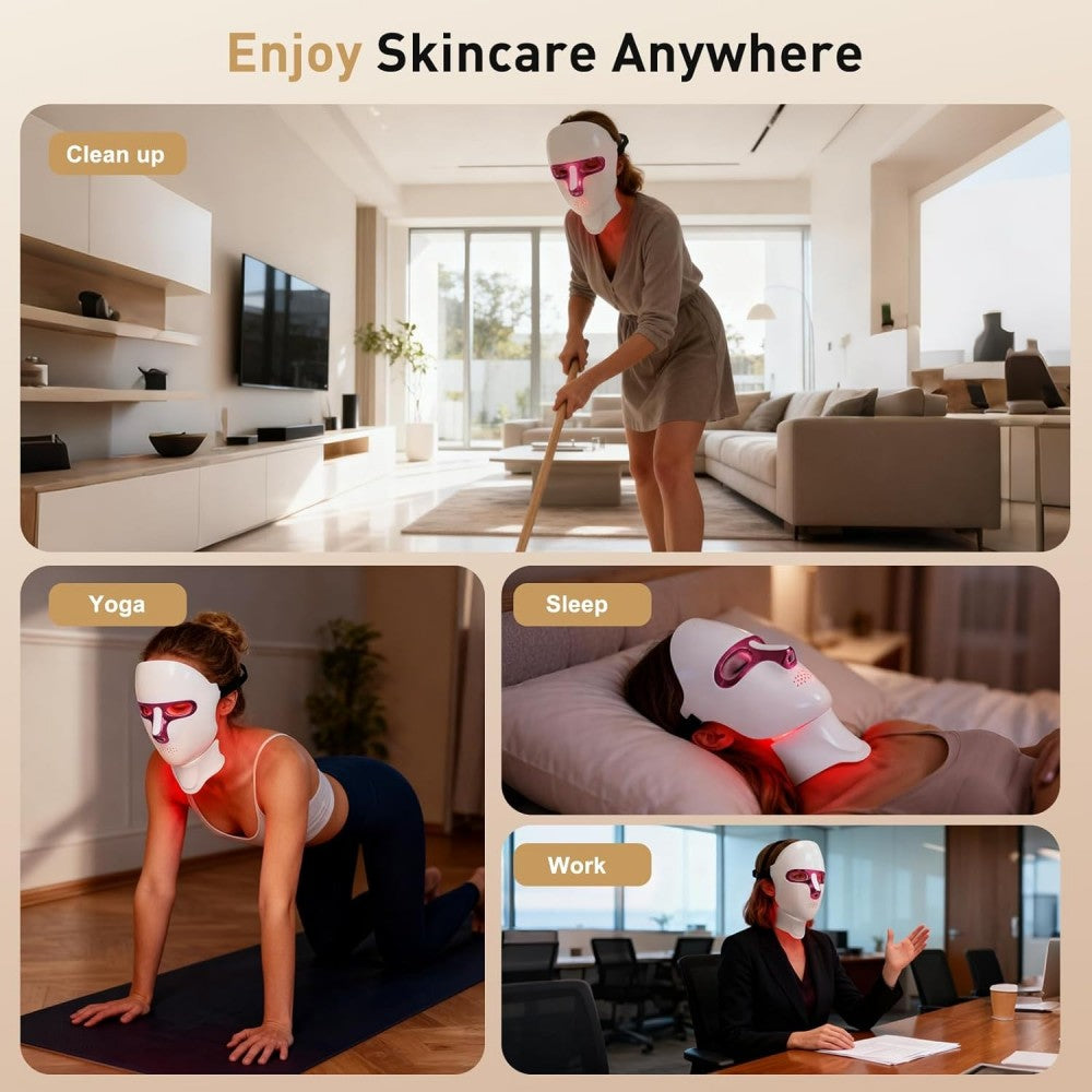 Morfone Red Light Therapy Mask Adjustable LED Face Mask Light Therapy for Home Working Travel Yoga Sleep