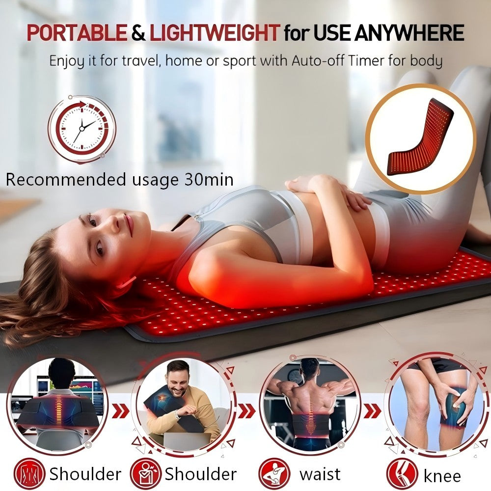 Morfone 31x14in 660nm+850nm Near Infrared Red Light Therapy Pad  210 LED High PowerTherapy Mat