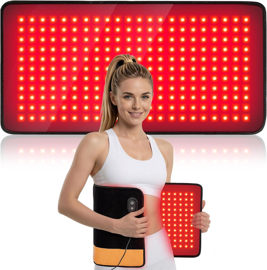 Morfone Red Light Pad for Body, 242 LEDs 24"x12" Large Red Light NIR Light Mat with 33W High Power, 660nm & 850nm Dual Wavelength, 4 Modes for Back