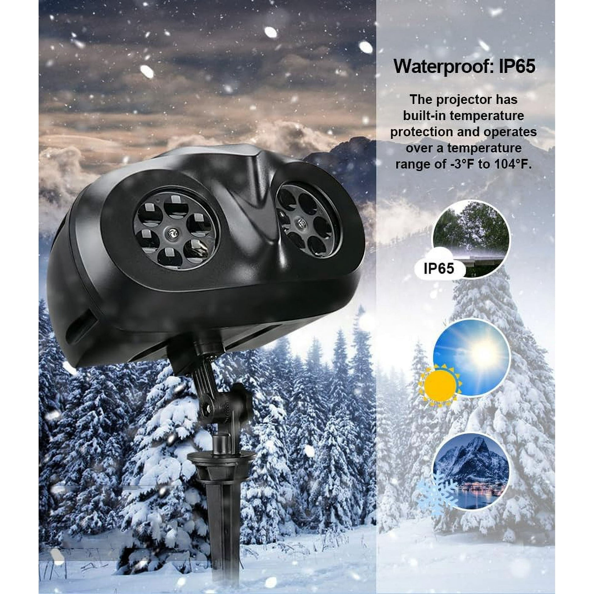 ACMETOP Christmas Snowflake Projector Lights Outdoor with Remote Control, Dual-Head Waterproof Christmas Outdoor Lighting Decorations for Indoor Xmas, New Year, Holiday Party