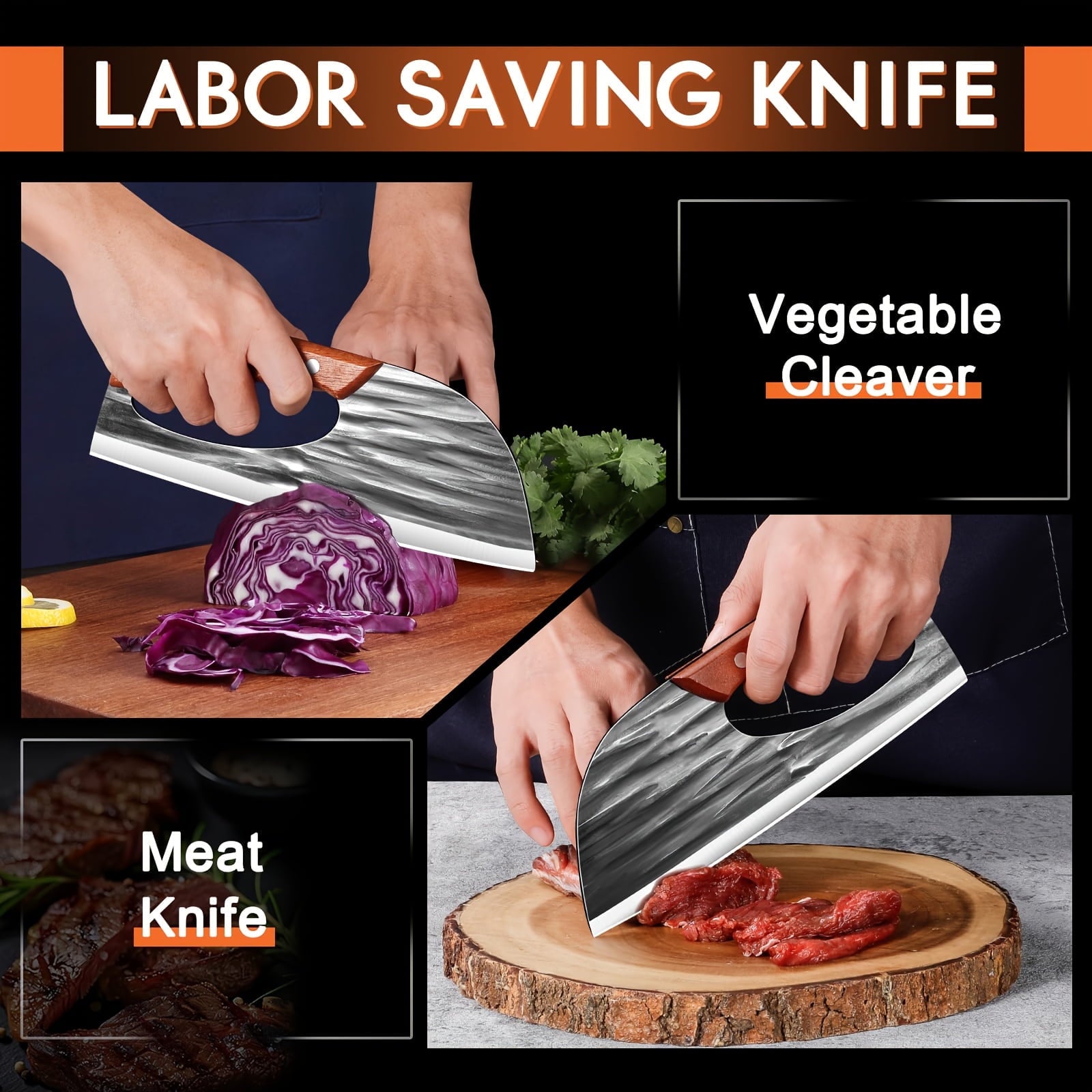 ACMETOP Chef Knife, High Carbon Steel Kitchen Knife for Meat Cutting, Slicing, Camping, BBQ – Essential Kitchen Tool