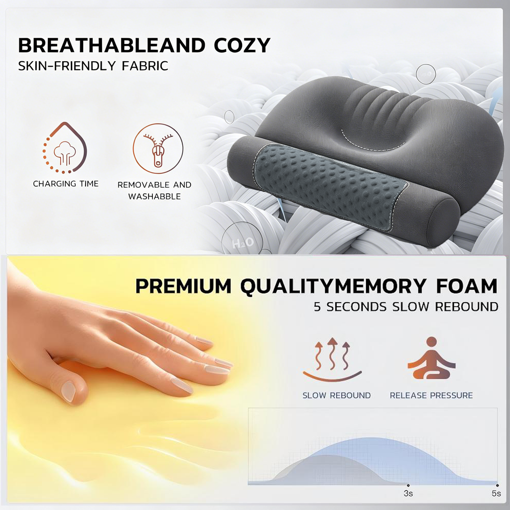 Morfone Heated Memory Foam Neck Support Pillow Improves sleep and provides soothing heat to the neck