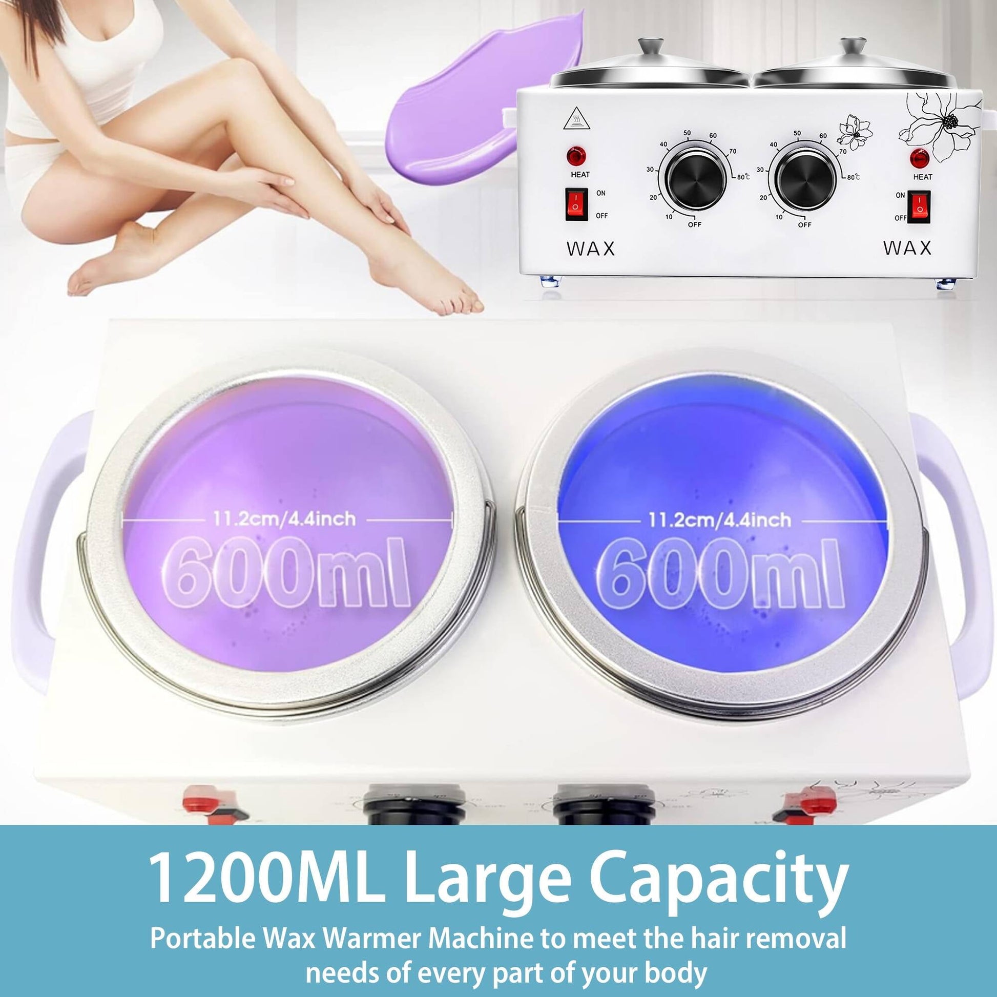 Morfone Wax Warmer for Hair Removal, Professional Waxing Kit for Women, Single Pot Wax Heater with Adjustable Temperature (White)