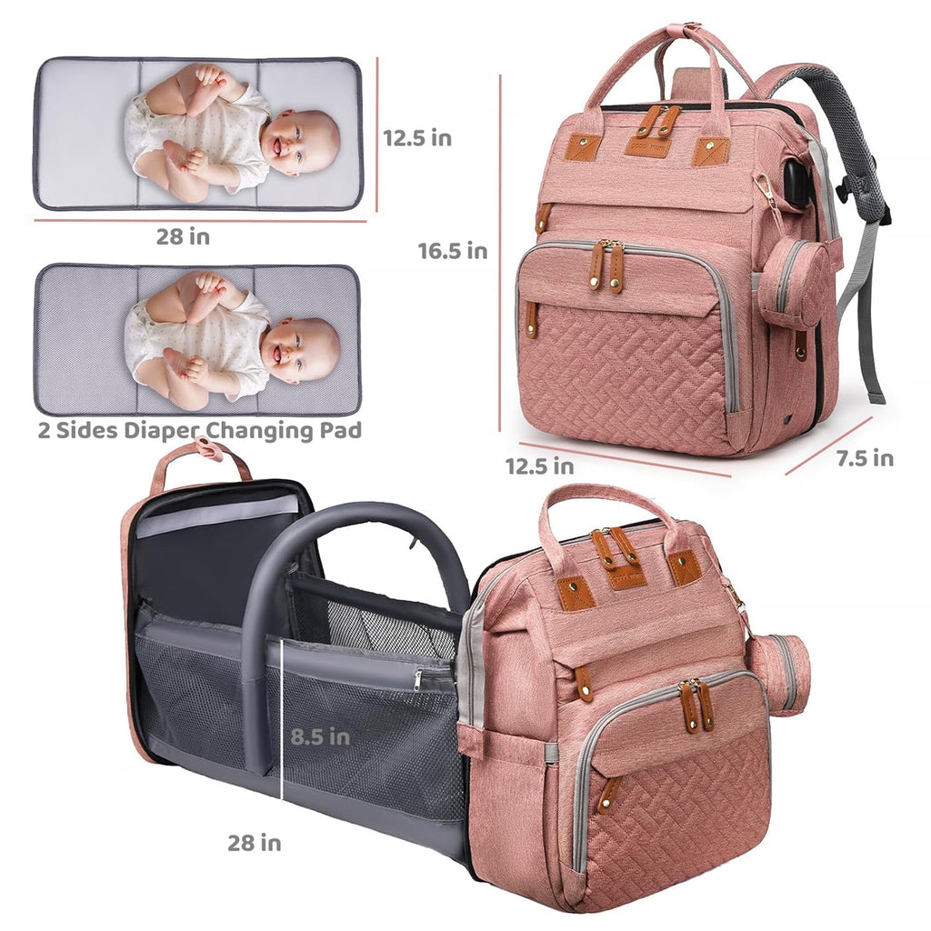 Morfone Baby Diaper Bag Backpack with Changing Station, Large Capacity Baby Bag, Waterproof Travel Backpack with USB Charging Port, Stroller Straps , Baby Shower Gifts