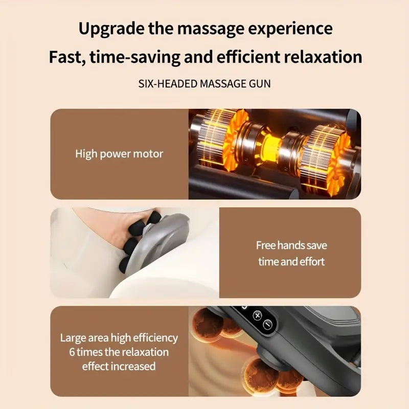 Morfone 6-Head Muscle and Fascia Massage Gun Full Body Electric Massager Relieves Muscle Soreness Perfect Gift Choice