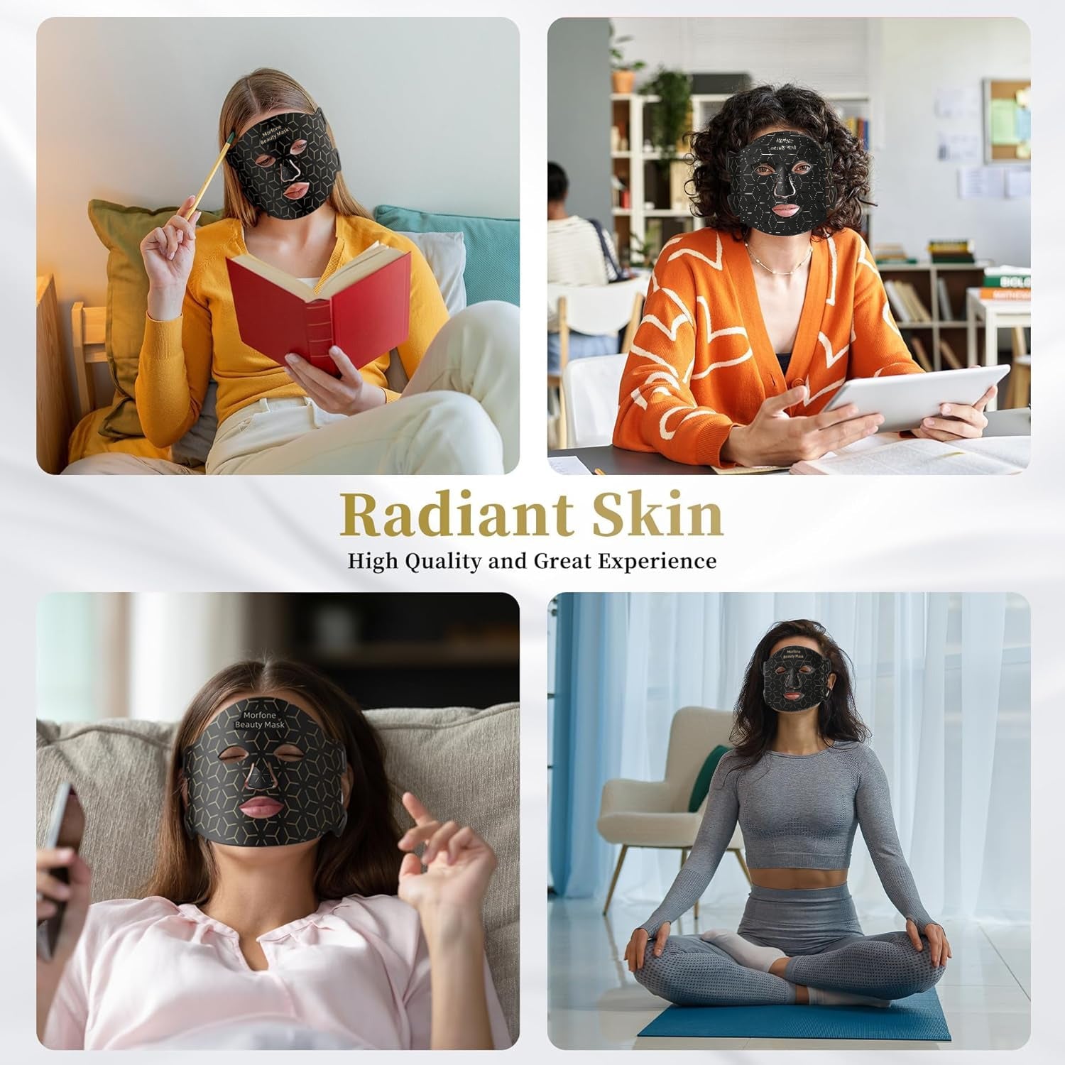 Morfone 7-in-1 LED Red Light Therapy Mask Face & Neck Light Therapy Device Rechargeable Silicone Mask