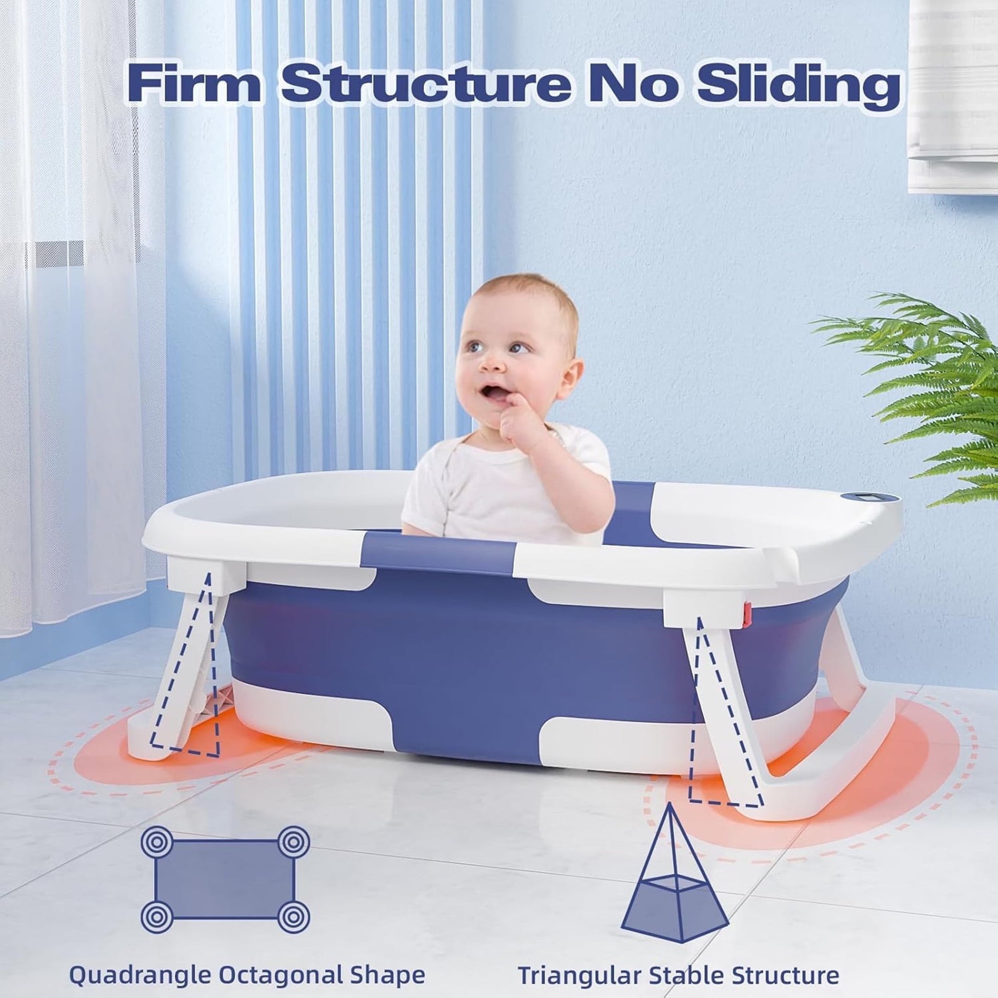 Morfone Collapsible Baby Bathtub for Newborn with Thermometer & Soft Cushion, Portable Travel Baby Tub for Infant to Toddler 0-36 Months