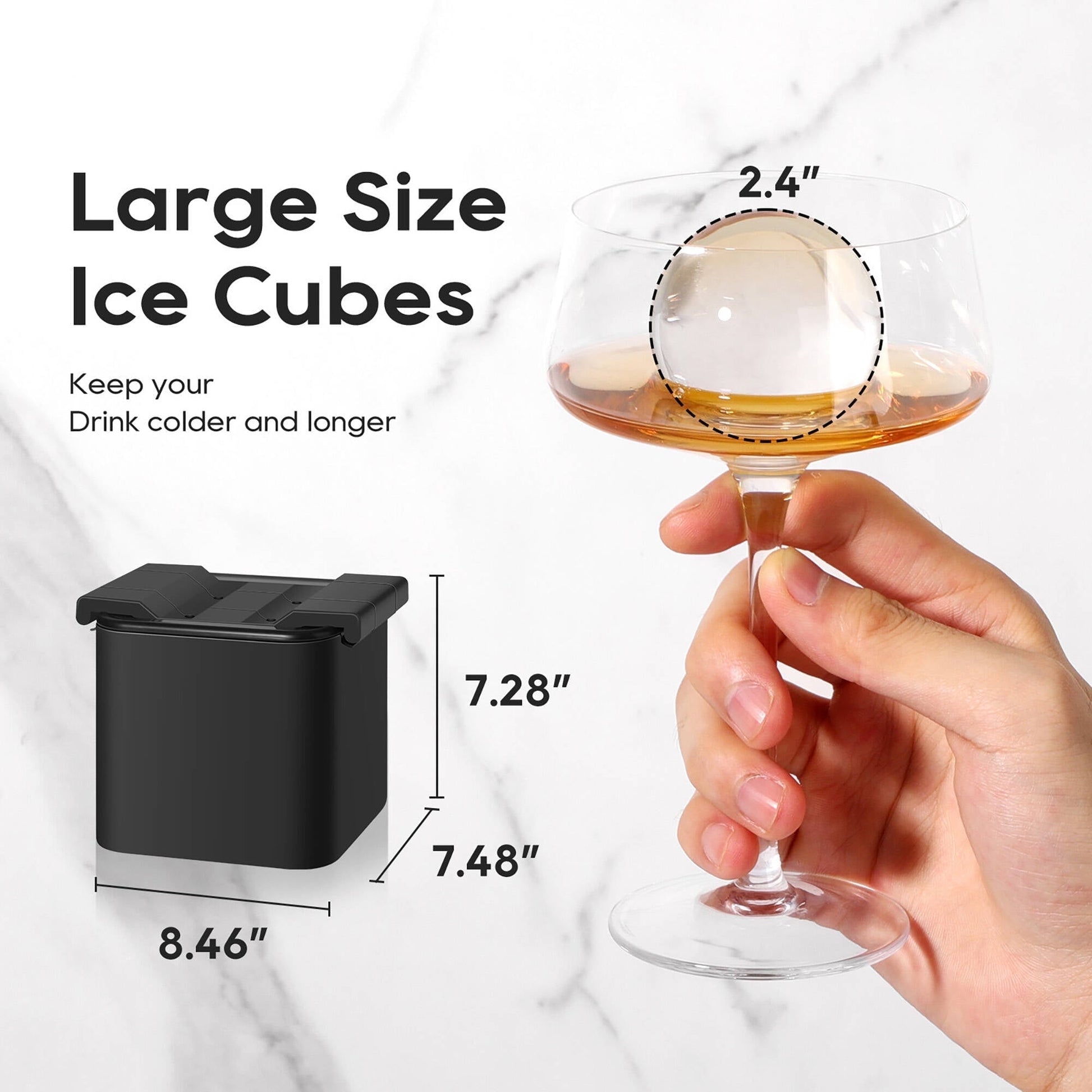 ACMETOP 4-Cavity Clear Ice Ball Maker – 2-Inch Large Crystal Ice Sphere Mold for Whiskey, Bourbon, Cocktails – Gift for Men, Dad, Boyfriend