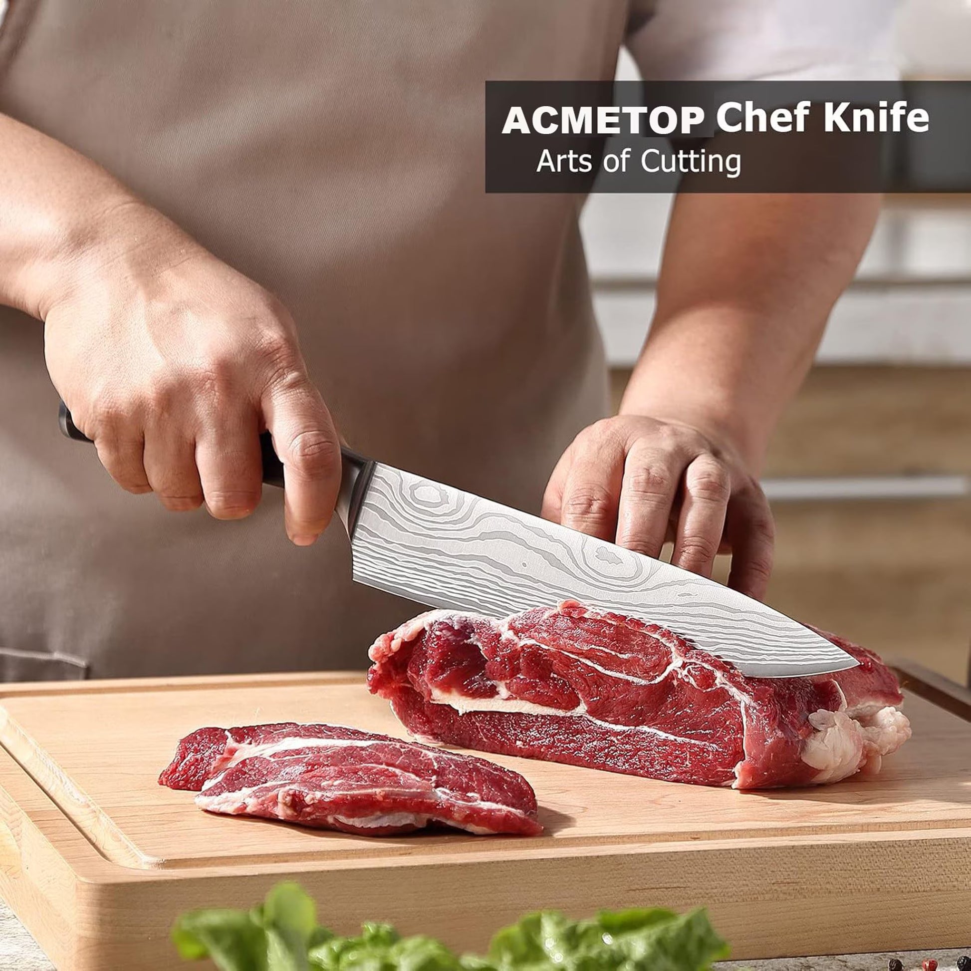 ACMETOP 8 Inch Chef Knife, High Carbon Stainless Steel Kitchen Knife, Non-slip Ultra Sharp Cooking Knives with Ergonomic Handle