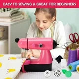 Mini Sewing Machine, Upgraded Electric Sewing Machine with Sewing Bag, Expansion Board, LED Light, Fast Stitch Suitable for Clothes,Jeans,Cutains,DIY Home Travel (Pink)