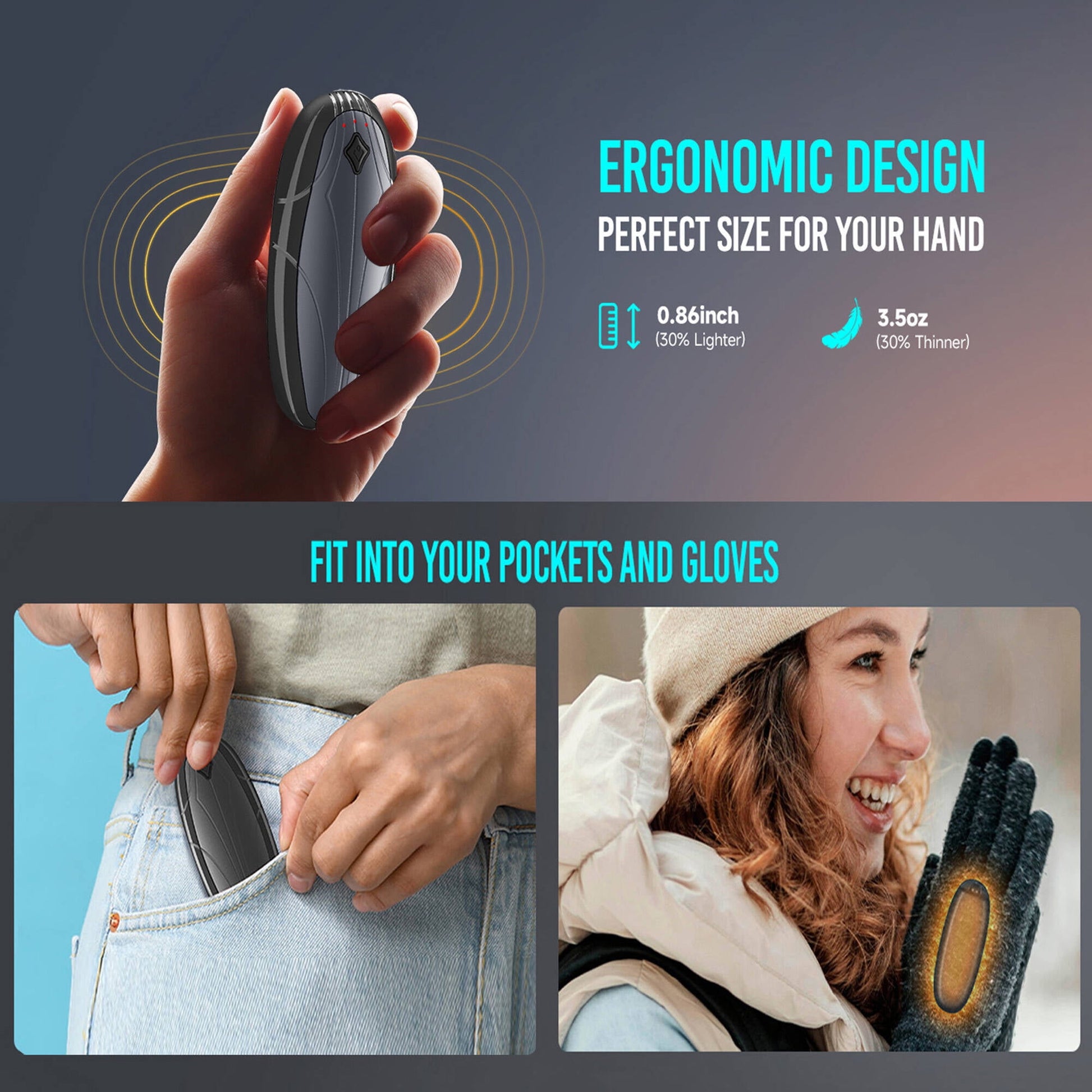Morfone Magnetic Hand Warmers Rechargeable with 10000mAh Charging Case, 2 Pack Portable Electric Pocket Heater 3 Heat Settings Up to 50 Hrs, Gifts for Christmas, Hunting, Camping Gear, Golf, Outdoors