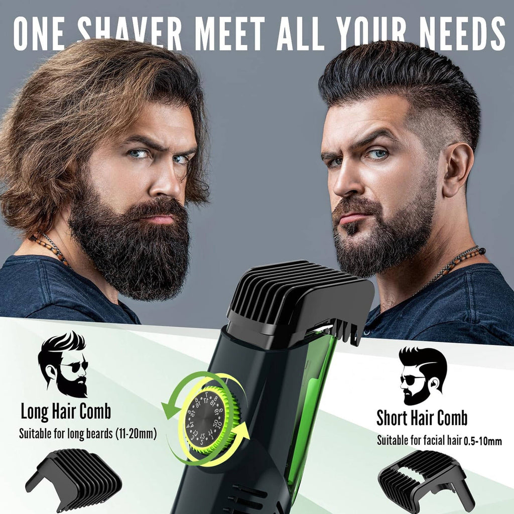 Morfone Vacuum Beard Trimmer for Men with 20 Length and Styles Adjustable, Built-in Vacuum Trimmer for Mustache, Sideburns, Facial Hair, Rechargeable & IPX6 Waterproof Mustache Trimmer