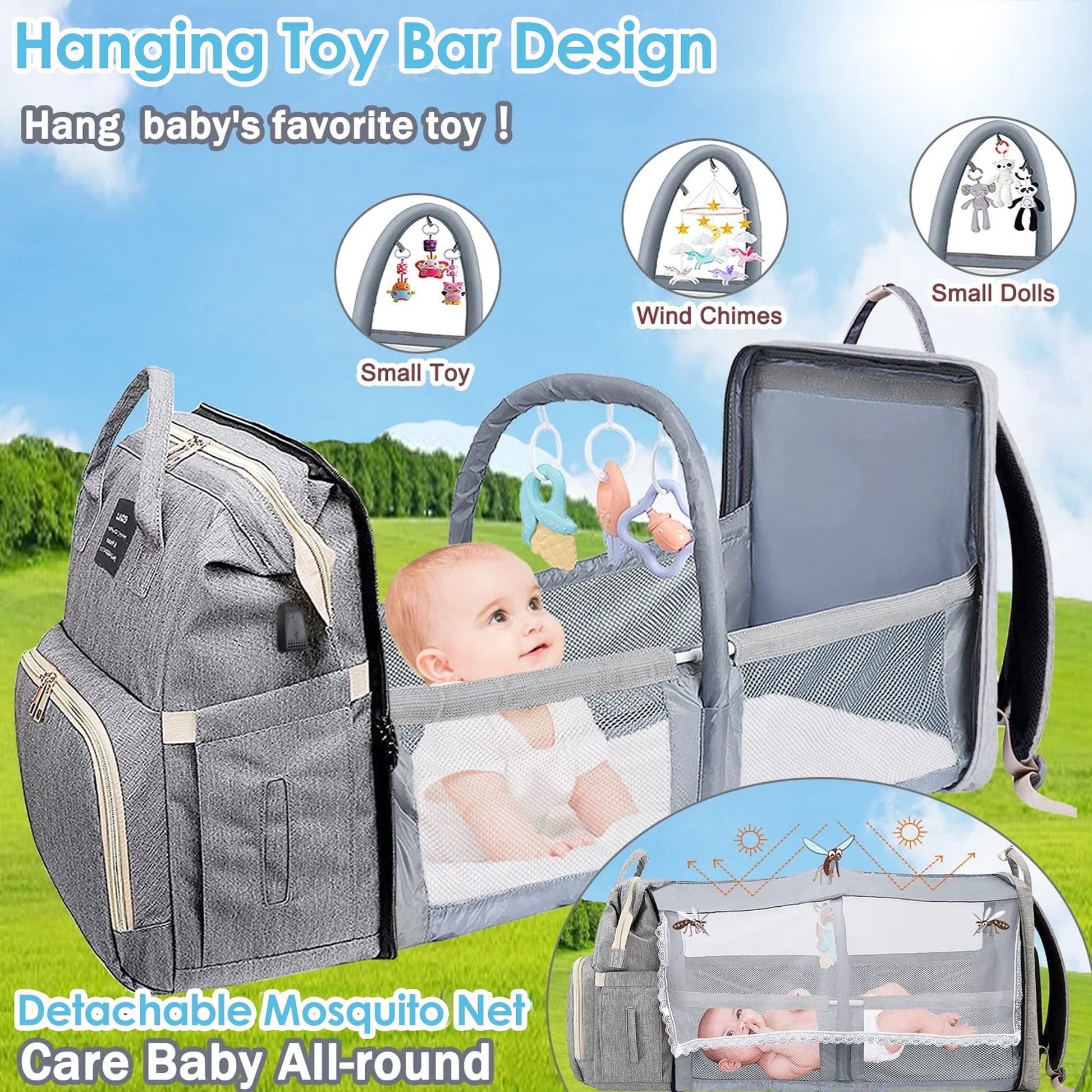 Morfone Baby Diaper Bag Backpack with Changing Station, Large Capacity Baby Bag, Waterproof Travel Backpack with USB Charging Port, Stroller Straps , Baby Shower Gifts