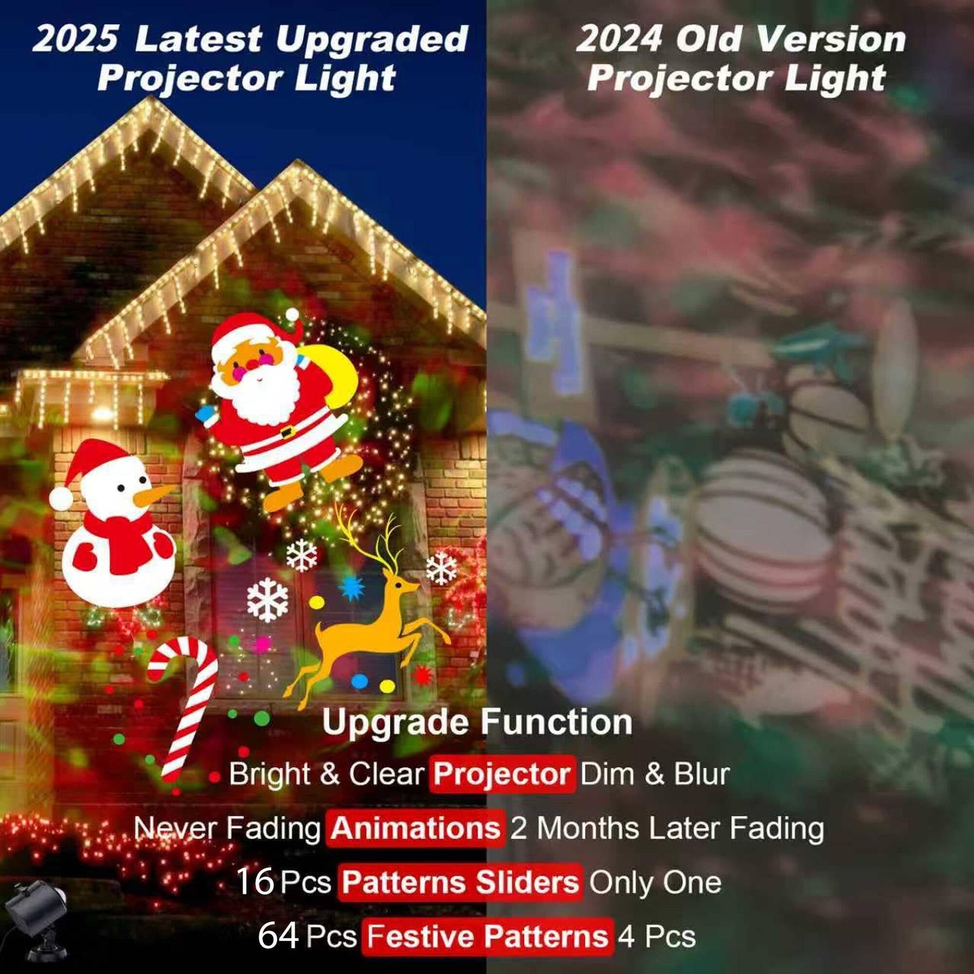 Morfone Christmas Projector Lights Outdoor, 2-in-1 HD Holiday Projector with Remote Control, Waterproof Christmas Decorations for Yard Party