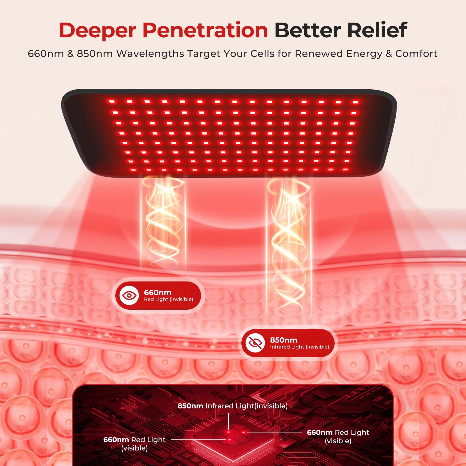 Morfone Red Light Pad for Body, 660nm 850nm Infrared Light Mat, Wearable Red Light Belt Wrap with Timer for Back Shoulder Waist Knee, Gift for Women Men Fathers Day