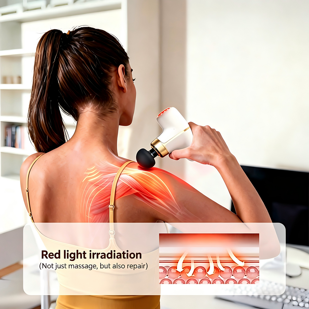 Morfone Red Light Therapy provides fast relief from muscle soreness and exercise fatigue. Red light massager, white