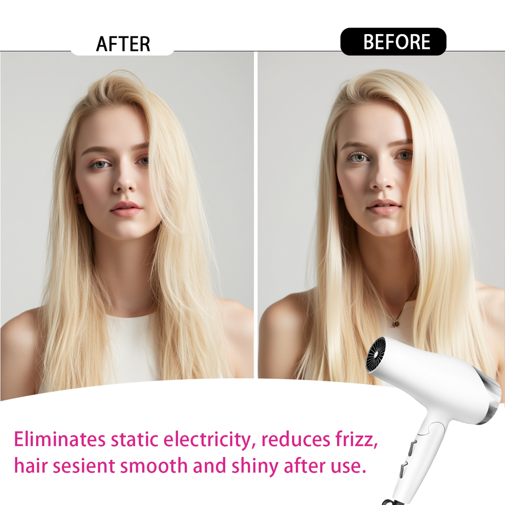 Morfone White 9-piece foldable hair dryer set. Portable hair styling tool for home, travel or business trips. Can be used as a gift set