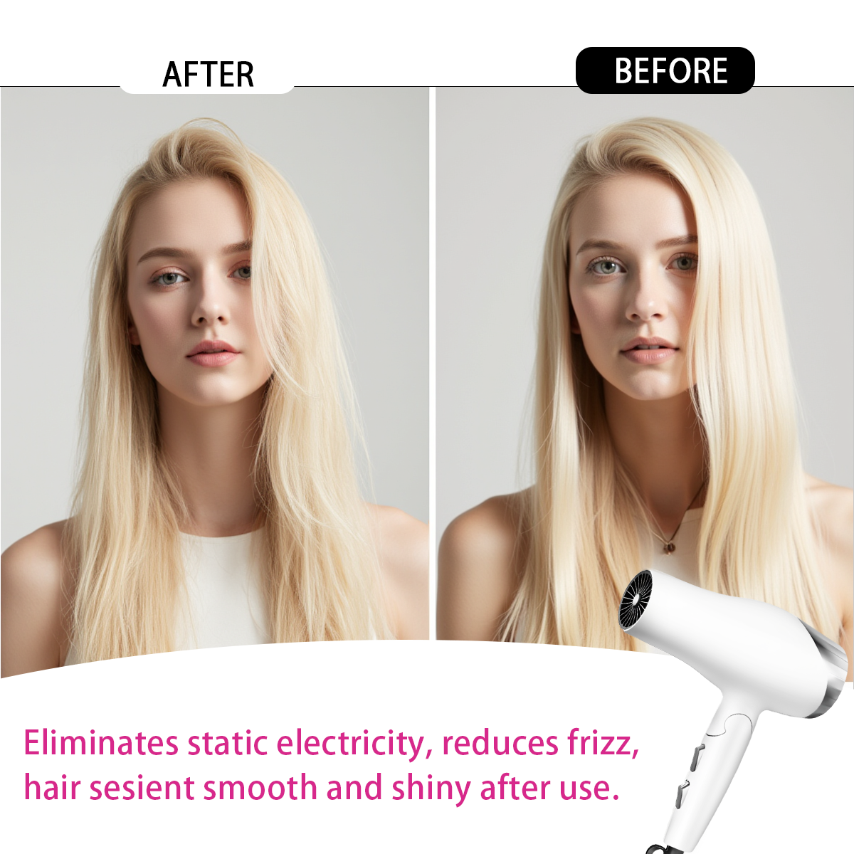 Morfone White 9-piece foldable hair dryer set. Portable hair styling tool for home, travel or business trips. Can be used as a gift set