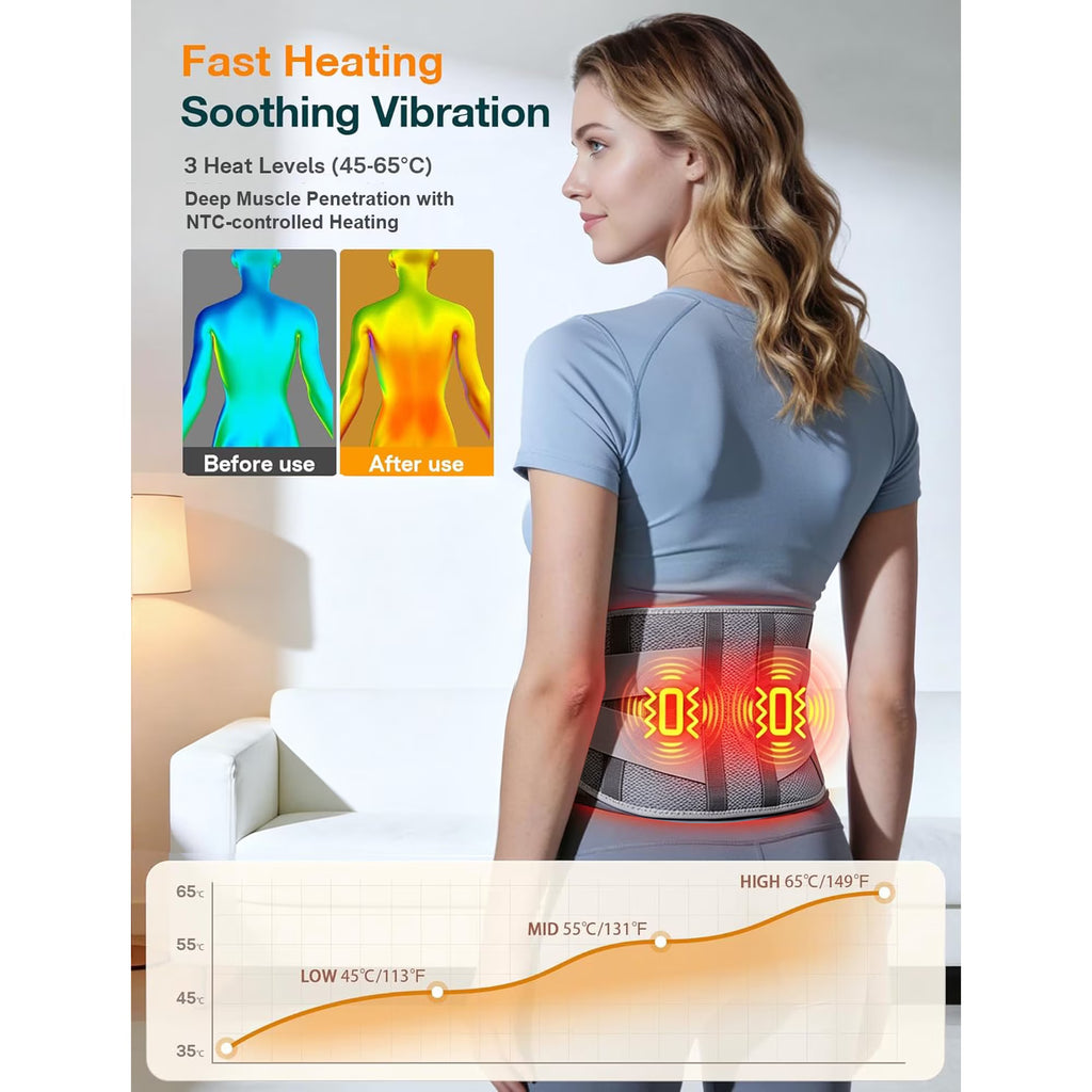 Morfone Cordless Heating Pad Belt for Lower Back Support, Red Light Belt for Body, 660nm & 850nm Infrared Light Lumbar Back Wrap, Gift for Women Men Mom Dad