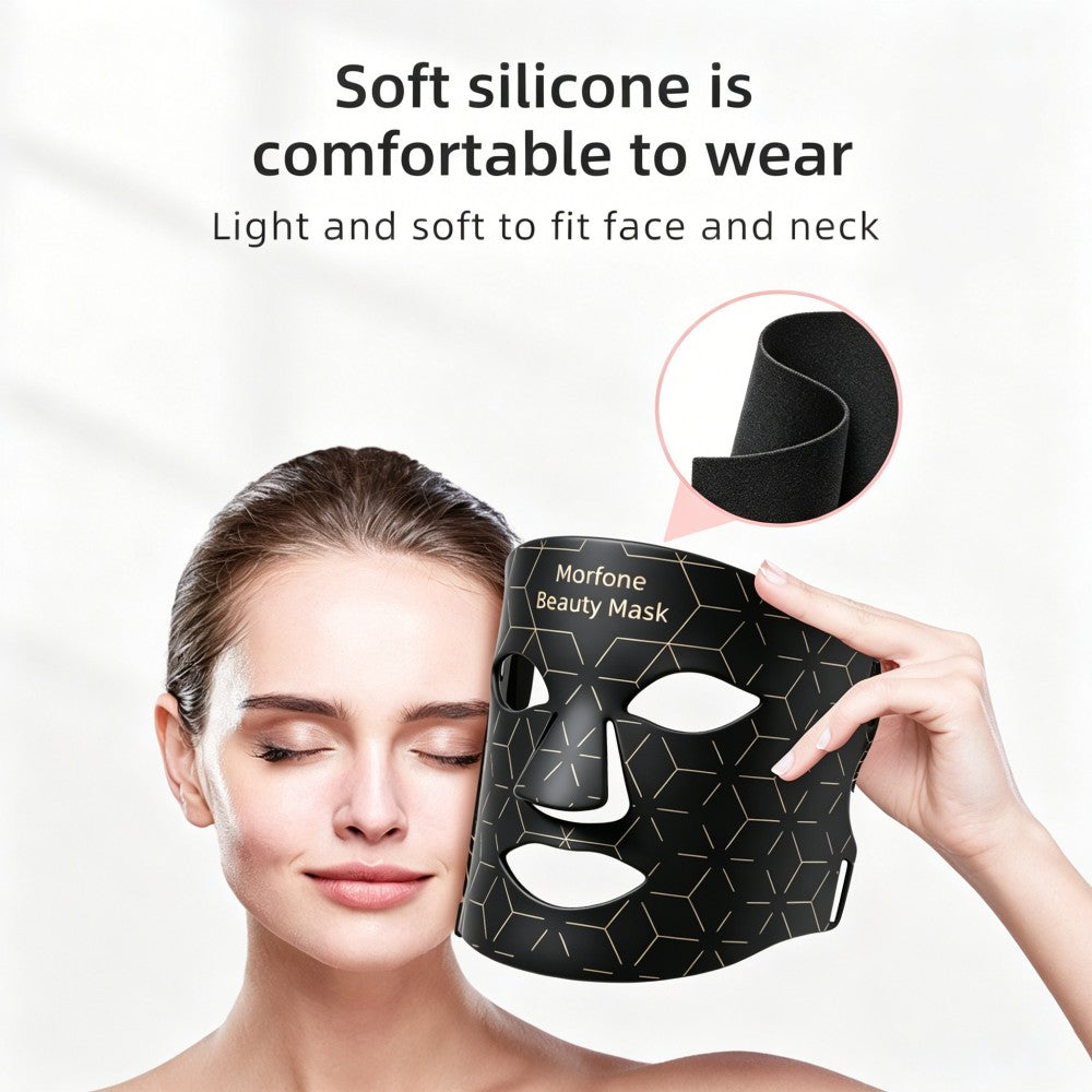 Morfone 7 Color Face and Neck Silicone Red Light Therapy Mask Wireless Hands-Free Anti-Aging Beauty Device