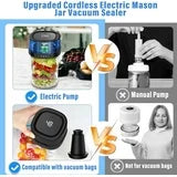 Electric Mason Jar Vacuum Sealer Vacuum Sealer Kit for Wide & Regular Mouth Mason Jars Vacuum Bags Food Vacuum Storage, Multifunctional All-in-One Cordless Canning Vacuum Sealer Machine