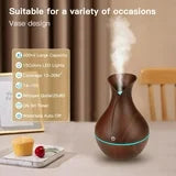 Anoak Colorful Mini Humidifier, Flower Shape Humidifier Desktop Cool Humidifier 7 colors,Super Quiet for Car, Office Room, Bedroom,etc. (Dark wood)