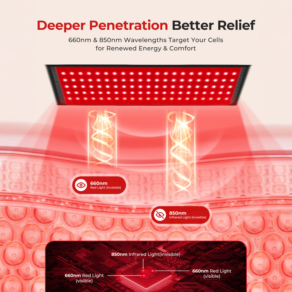 Morfone Red Light Belt for the Body, 660nm and 850nm Infrared Light Wrap, Red Light Pad Mat for Back, Shoulders, Waist, and Knees, Gift for Women Men Fathers Day