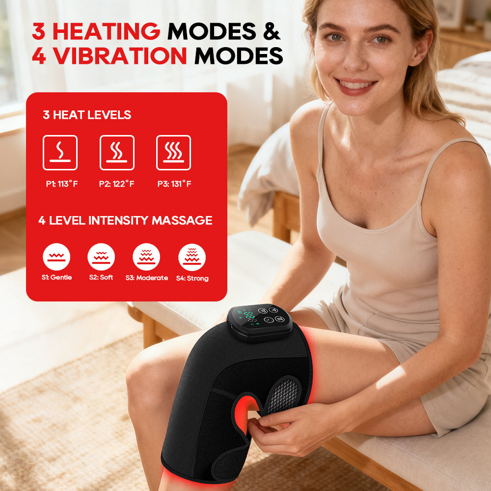 Morfone 5000mAh 660nm 850nm Infrared Red Light Therapy Device Knee Therapy Wrap 3 Vibration Modes & 4 Heating Levels