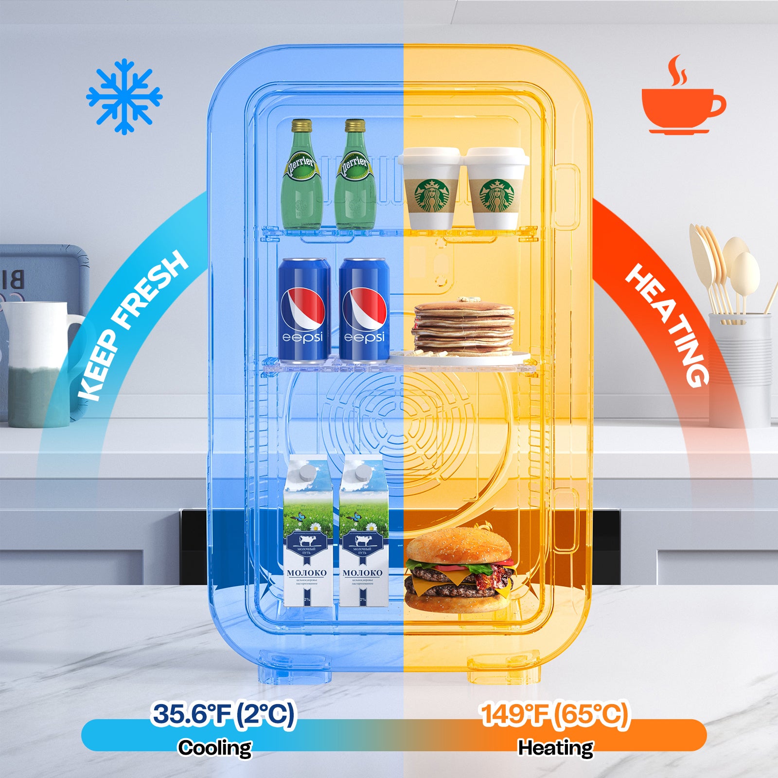 BEICHEN 6L Mini Fridge AC and DC Cooler Warmer for Bedroom Car Office