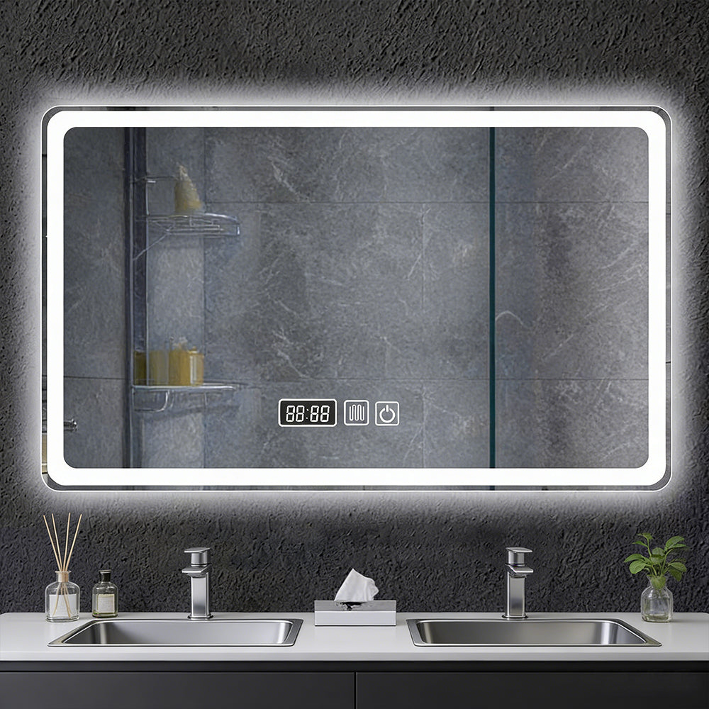 Morfone 31 inch Three Color Temperature Anti Fog Shatterproof LED Wall Mounted Bathroom Mirror