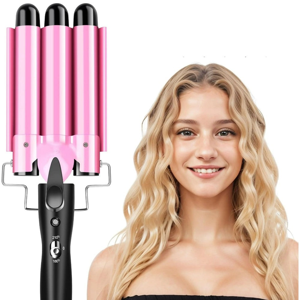 Morfone 22mm Adjustable Temp Triple Barrel Curling Iron Hair Curler Ceramic Coating