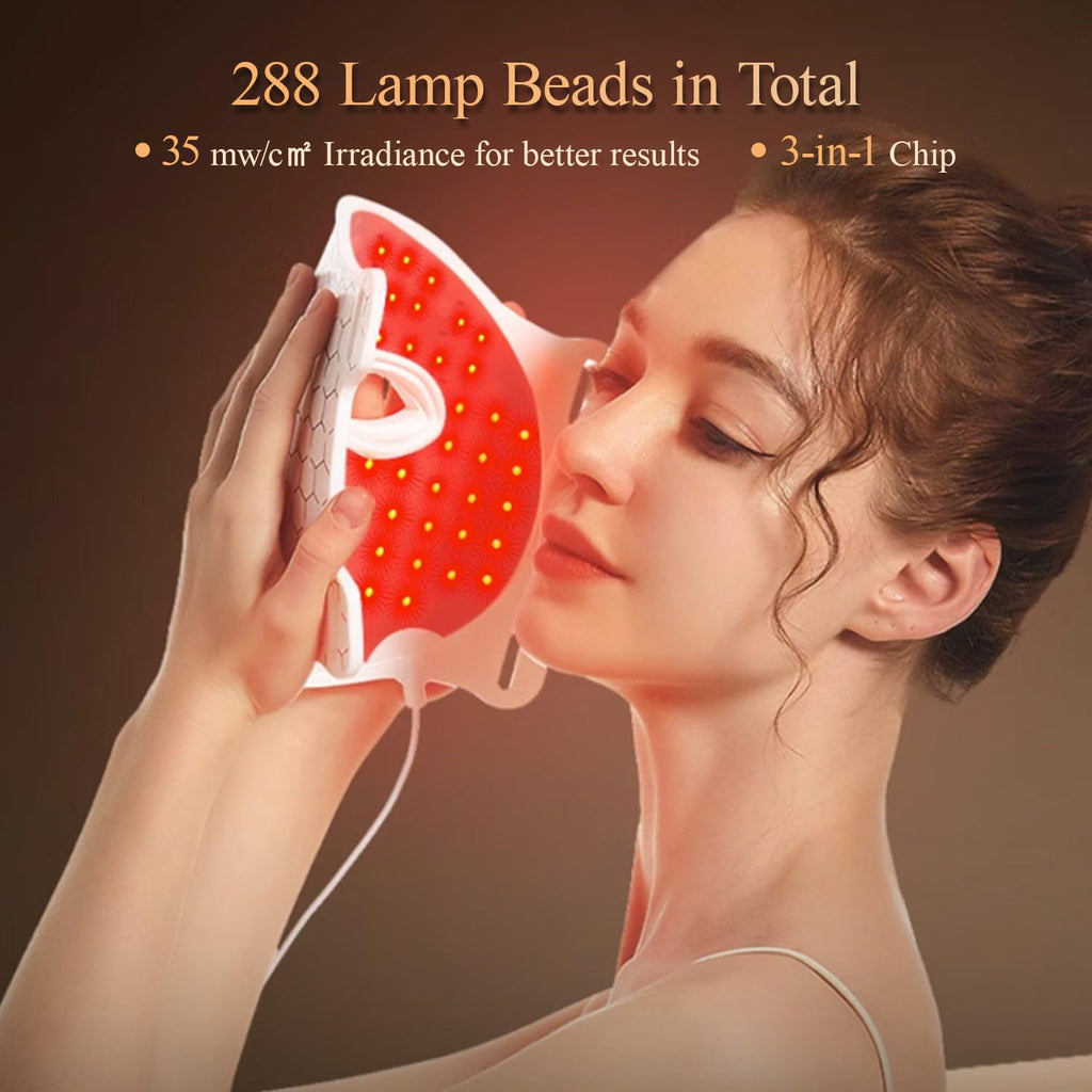 Morfone Red Light Mask for Face and Neck, 8 Colors LED Face Mask, 6-in-1 Red Light Mask Skin Care Device for Home & Travel