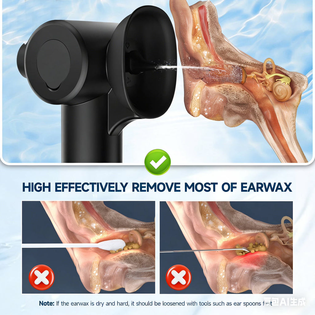 Morfone Upgraded Ear Wax Removal, 2 in 1 Cleaning & Drying Ear Cleaner, Effective Ear Cleaning Kit with One-Piece Waste Tank, Safe Ear Irrigation with 5 Pressure Settings, IPX7