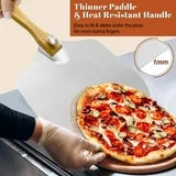Pizza Peel Aluminum Pizza Spatula, Mooues 12 inch Metal Pizza Paddle(12"x 14")with Rocker Cutter Foldable Wood Handle, [Storage bag included], for Family Pizza Oven Baking Pizza, Dough, Bread & Pastry