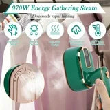 Portable Iron Steamer for Clothes, Compact Travel Size Mini Steamer,180° Foldable Small Iron, 970W Handheld Steamer Support Dry and Wet Ironing for Home Travel College (Green)
