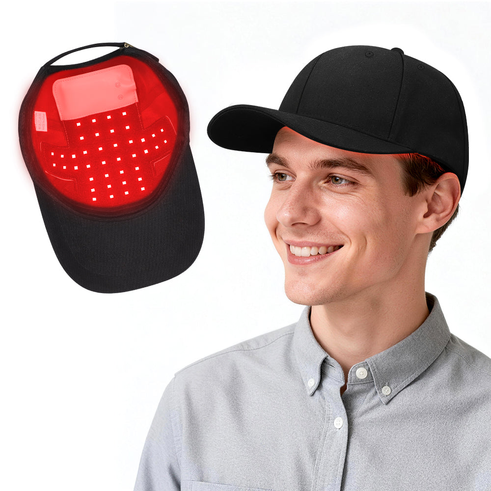 Morfone 56-LED Red Light Therapy Cap, Portable Black Design for Home or Travel Use, Rapidly Promotes Hair Health and Growth