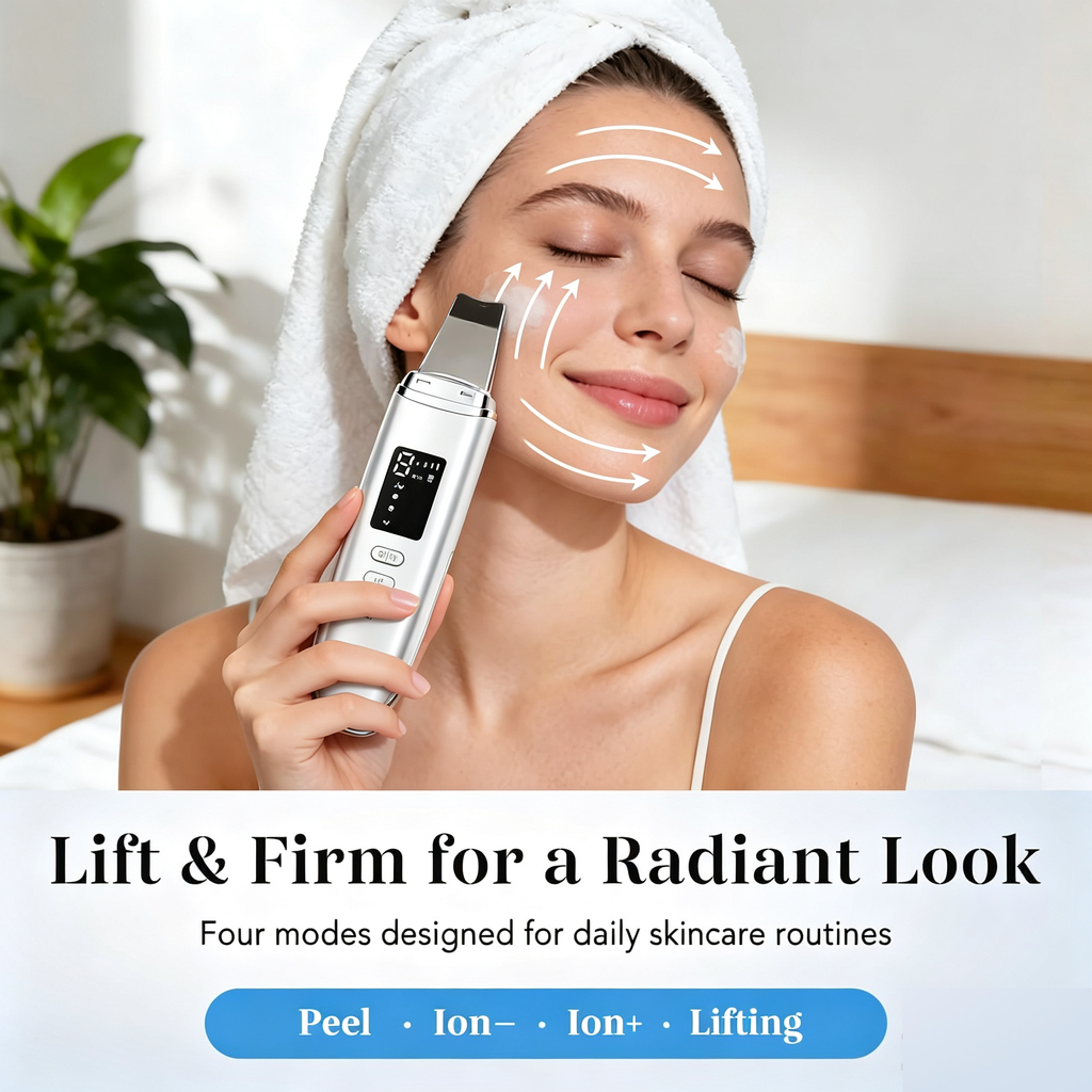 Morfone 4 Modes Facial Skin Scrubber USB Rechargeable Blackhead Remover Pore Cleaner Face Spatula
