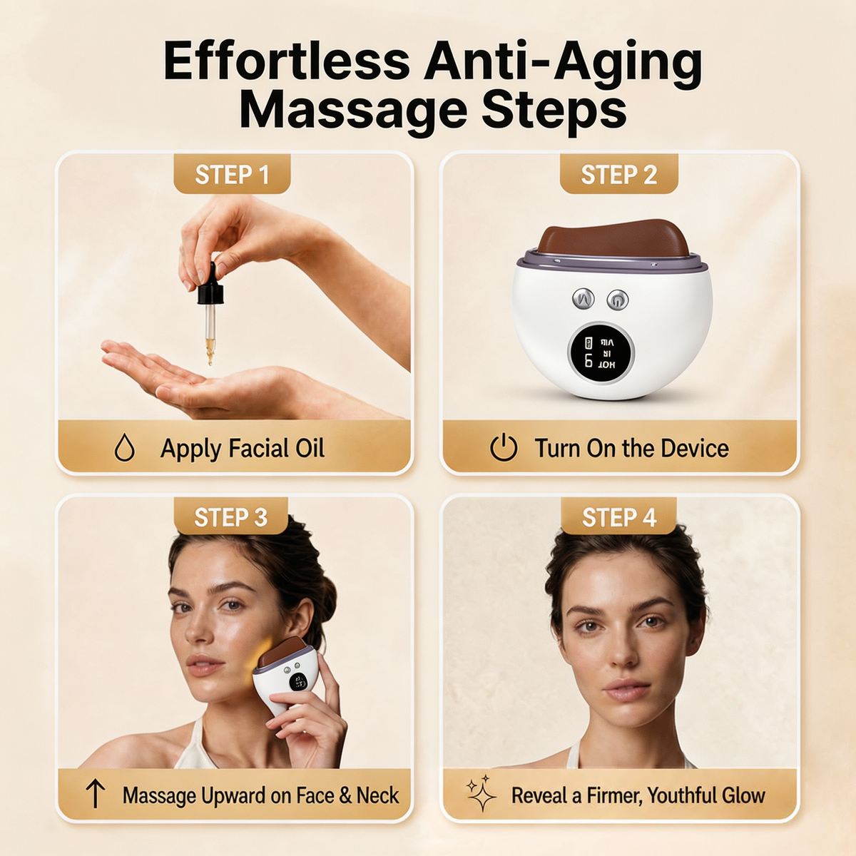 Morfone Stone Therapy Red Light Face Massager, Electric Heated Gua Sha Tool, Beauty Device for Face & Neck, Skin-Firming Device for Facial Sculpting, Gift for Women